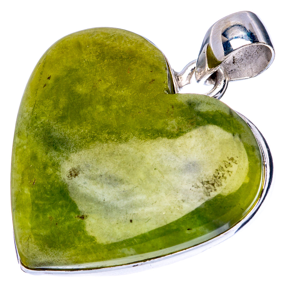 Serpentine Stone Pendant 1 3/8" (925 Sterling Silver) P42205