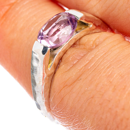 Faceted Amethyst Ring Size 6.5 (925 Sterling Silver) R1045