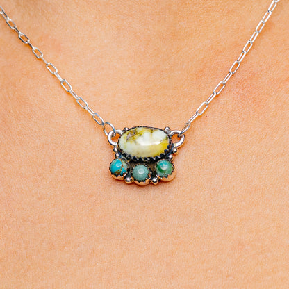 Palomino Turquoise, Mojave Turquoise Necklace 16 to 18" (.925 Sterling Silver)