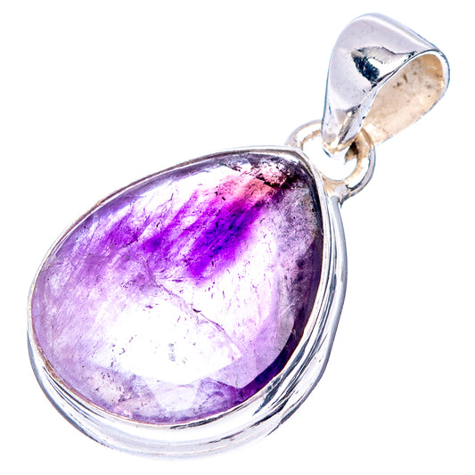 Bi-color amethyst pendant with purple oval gemstone in .925 sterling silver bezel