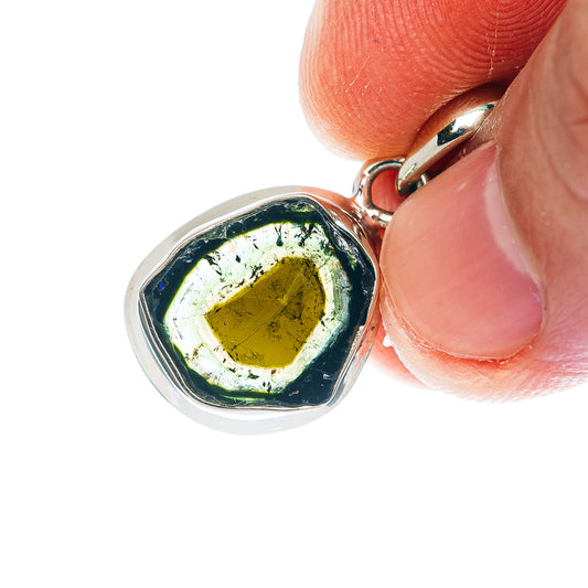 Watermelon Tourmaline Pendant 1 1/8" (German Silver)