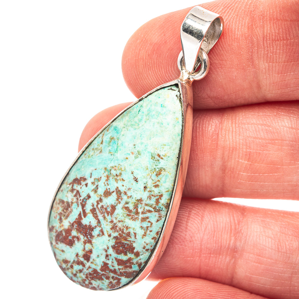 Amazonite Pendant 1 7/8" (.925 Sterling Silver)