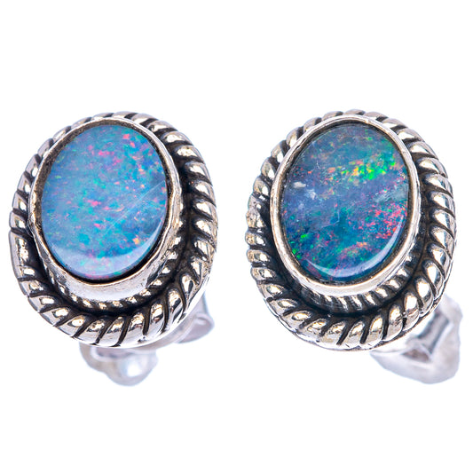 Rare Doublet Opal Earrings 1/2" (925 Sterling Silver) E1498