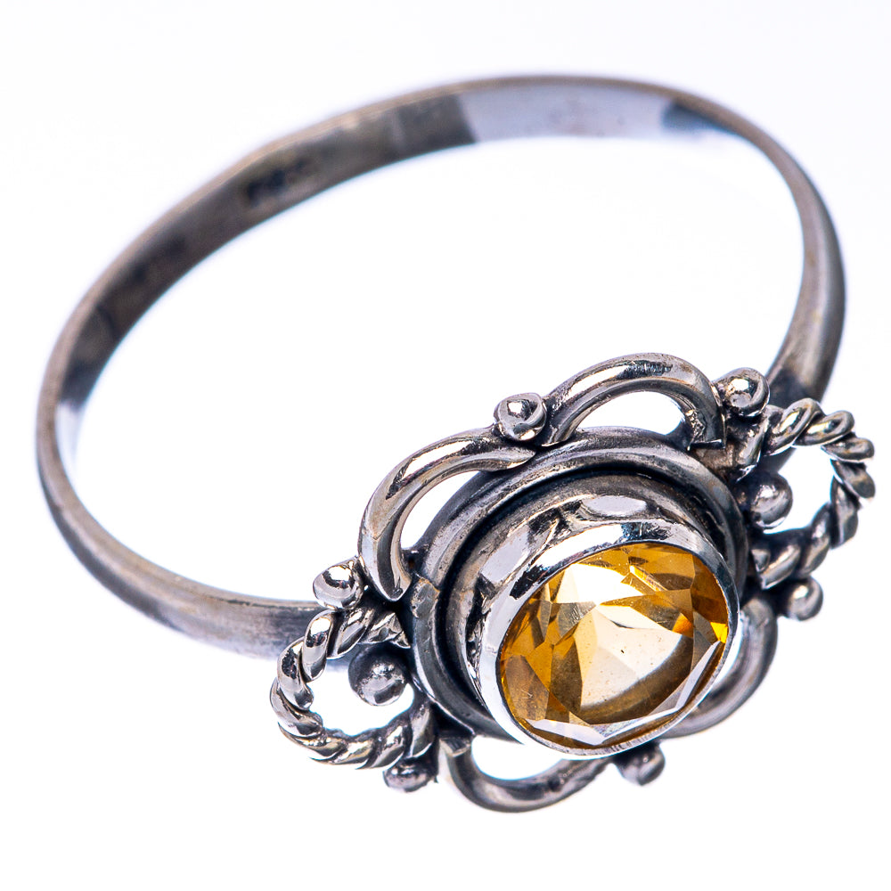 Faceted Citrine Dainty Ring Size 8.5 (925 Sterling Silver) R145256