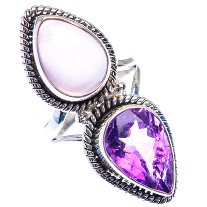 Large Rose Quartz, Amethyst 925 Sterling Silver Ring Size 7.25 (925 Sterling Silver) RING140471