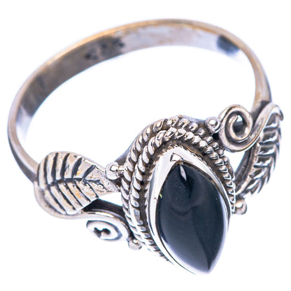Black Onyx Leaf 925 Sterling Silver Ring Size 7 (925 Sterling Silver) R5336