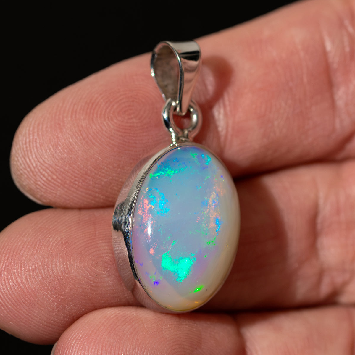 Premium Ethiopian Opal Pendant 1 1/4" (.925 Sterling Silver)