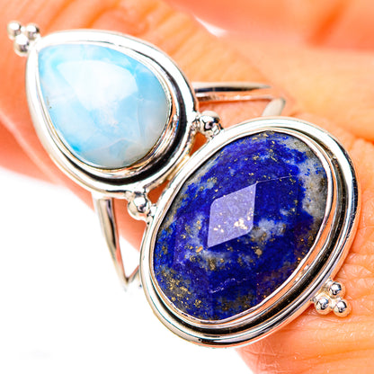 Large Lapis Lazuli, Larimar Ring Size 10.75 (925 Sterling Silver) RING139860