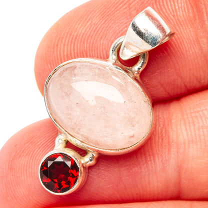 Morganite, Garnet Pendant 1" (.925 Sterling Silver)