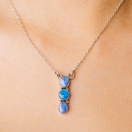 Doublet Opal Necklace 16.375" (925 Sterling Silver) N90229