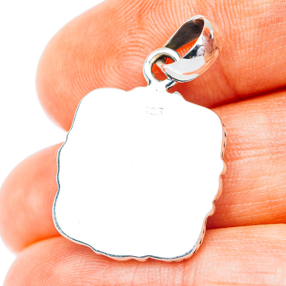 Southwestern Style Kingman Turquoise Pendant 1 1/4" (.925 Sterling Silver)
