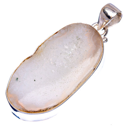 White Geode Slice Pendant 1 3/4" (925 Sterling Silver) P40601