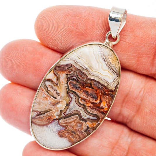Premium Crazy Lace Agate Pendant 2" (.925 Sterling Silver)