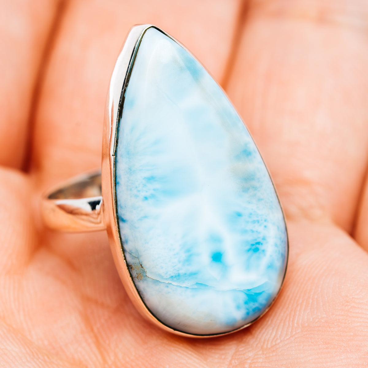 Larimar Ring Size 9 (.925 Sterling Silver)