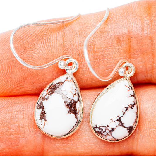 White Horse Jasper Earrings 1 1/4" (.925 Sterling Silver)
