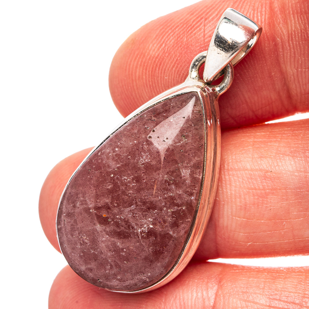 Strawberry Quartz Pendant 1 1/2" (.925 Sterling Silver)