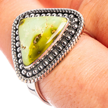 Sonoran Gold Turquoise Native Style Ring Size 8 Adjustable (.925 Sterling Silver) Exclusive