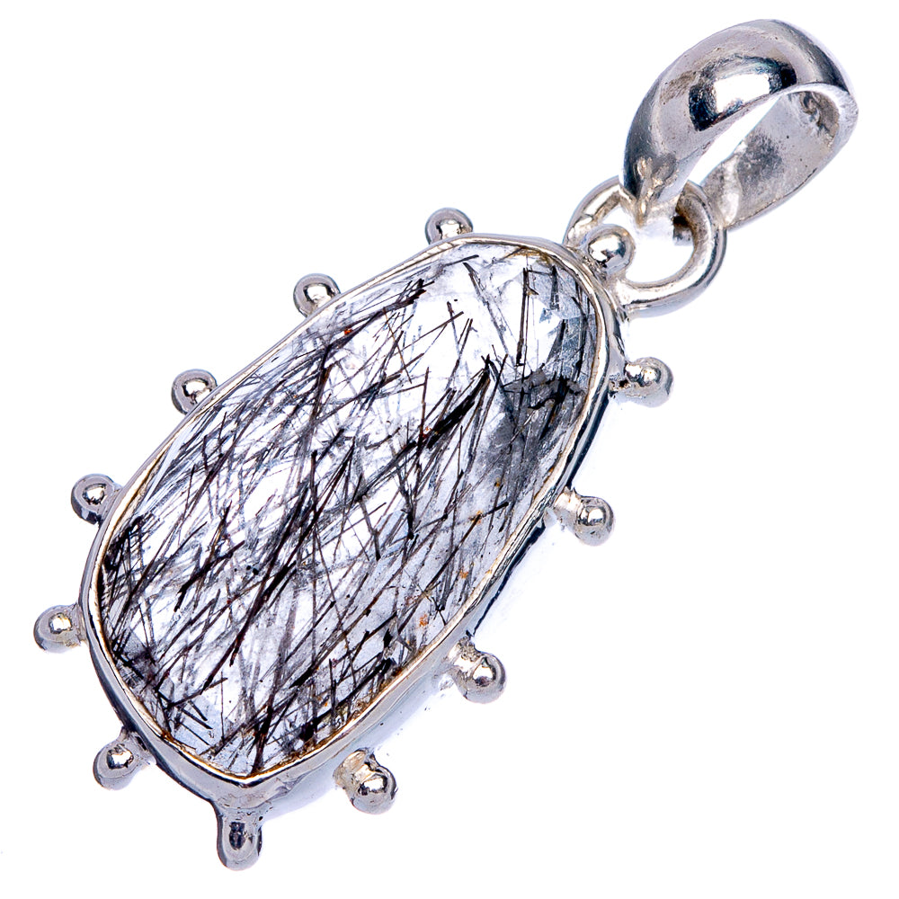 Tourmalinated Quartz Pendant 1 1/4" (925 Sterling Silver) P40172