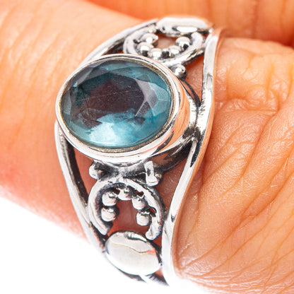Blue Fluorite Dainty Ring Size 6.5 (925 Sterling Silver) R6010