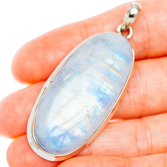 Rainbow Moonstone Pendant 2 1/4" (German Silver)