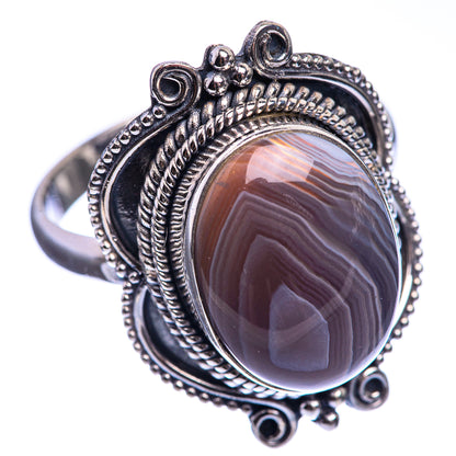 Botswana Agate 925 Sterling Silver Ring Size 10.75