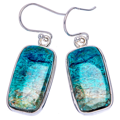 Chrysocolla Earrings 1 3/8" (925 Sterling Silver) E1101