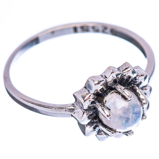 Moonstone cluster ring, .925 sterling silver band, open-top setting, side view