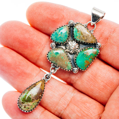 Exclusive Southwestern Style Royston Turquoise Pendant 2 5/8" (.925 Sterling Silver)