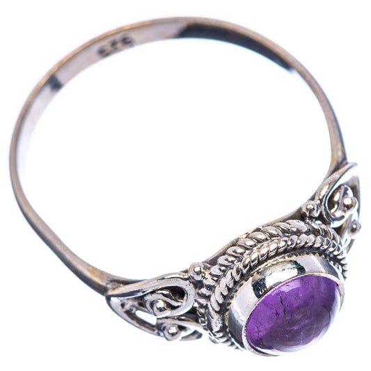 Sterling silver amethyst ring with oval purple stone and braided band detail