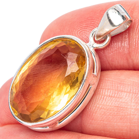Faceted Citrine Pendant 1 1/4" (925 Sterling Silver) P42980