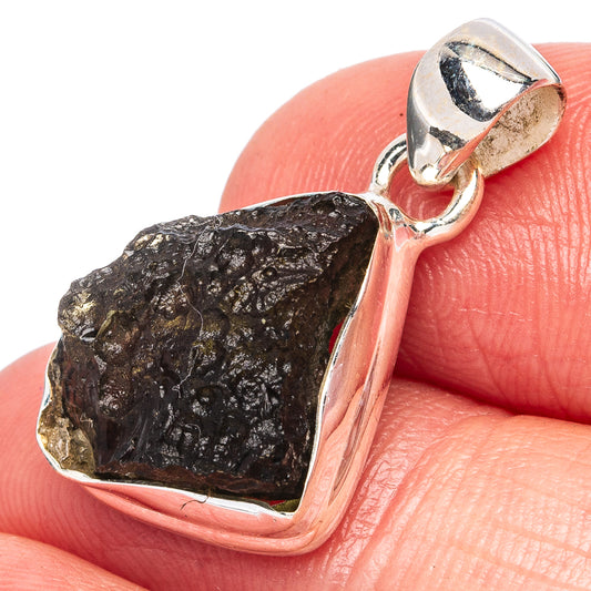 Rare Moldavite Pendant 1" (925 Sterling Silver) P43375