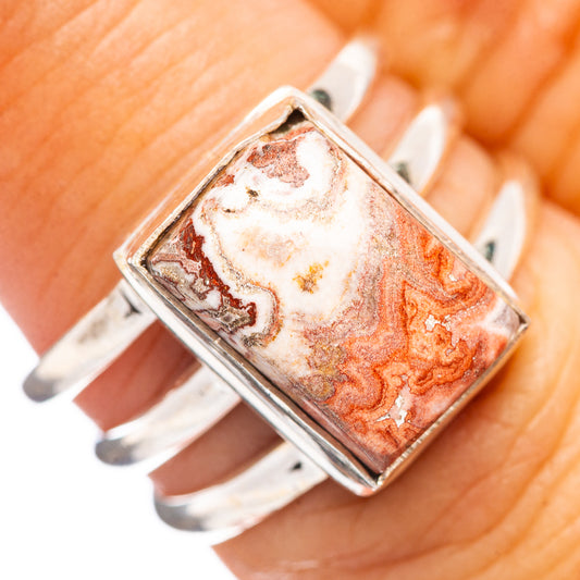 Sterling silver jasper ring with rectangular bezel and red-brown stone pattern