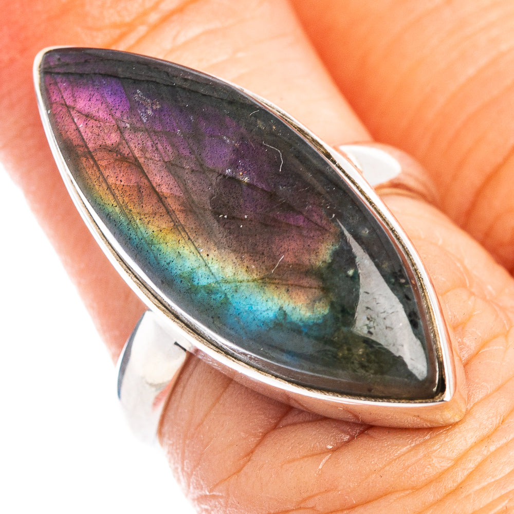 Premium Spectrolite Ring Size 6 Adjustable (.925 Sterling Silver)