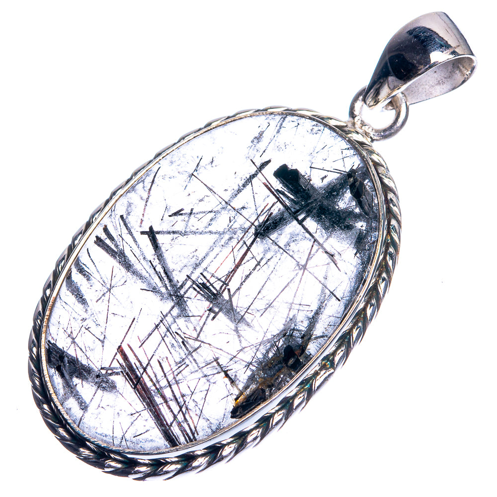 Tourmalinated Quartz 925 Sterling Silver Pendant 1 3/4"