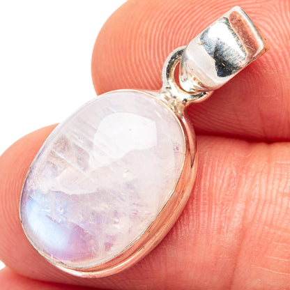 Rainbow Moonstone Pendant 1 1/8" (.925 Sterling Silver)