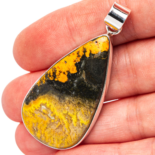 Sterling silver bumblebee jasper teardrop pendant with yellow and black stone
