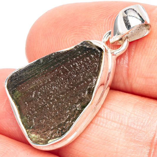 Rare Moldavite Pendant 1 1/4" (925 Sterling Silver) P43932