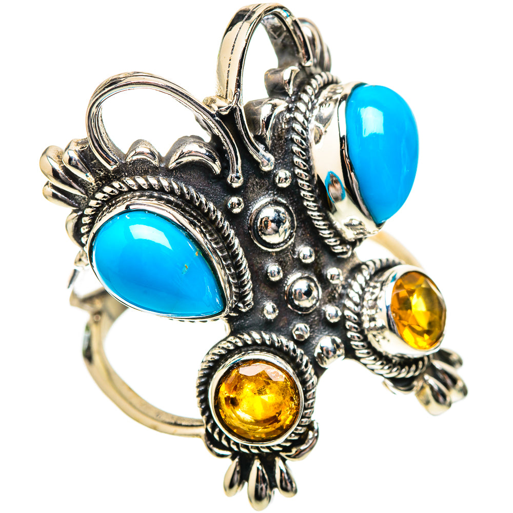 Large Sleeping Beauty Turquoise, Citrine Ring Size 9 (925 Sterling Silver) RING137947