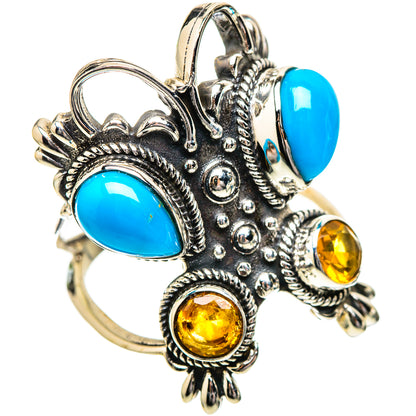 Large Sleeping Beauty Turquoise, Citrine Ring Size 9 (925 Sterling Silver) RING137947