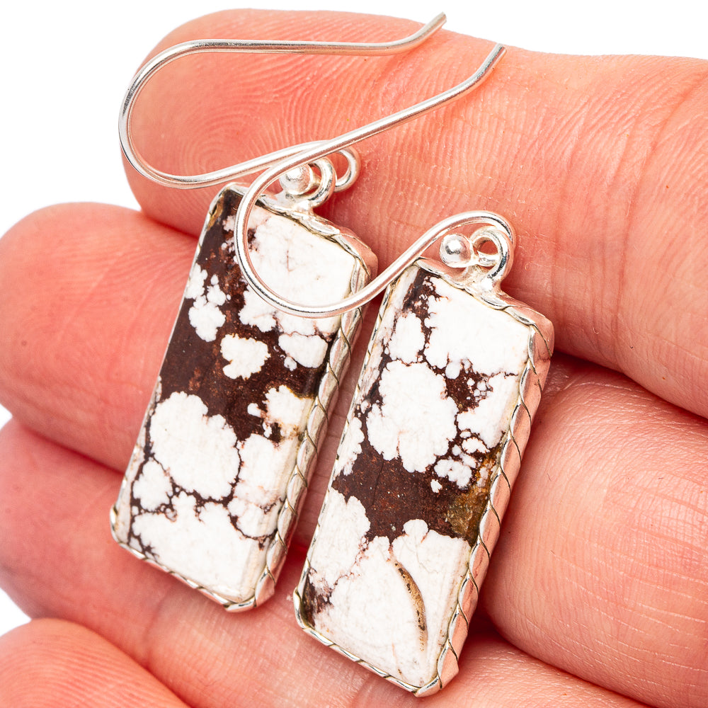 Wild Horse Jasper Earrings 1 5/8" (.925 Sterling Silver)