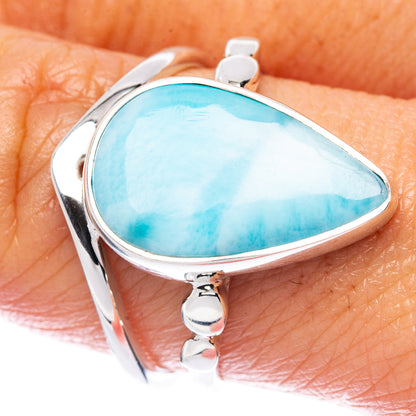 Premium Larimar 925 Sterling Silver Ring Size 9 (925 Sterling Silver) R2677