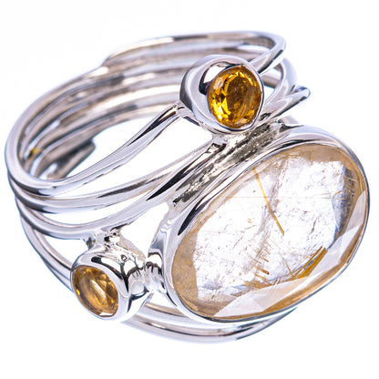 Asc Premium Rutilated Quartz, Citrine Ring Size 6.5 (925 Sterling Silver) R3476