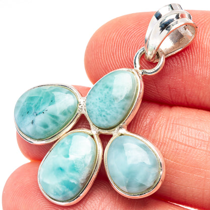 Rare Larimar Pendant 1 3/8" (.925 Sterling Silver)