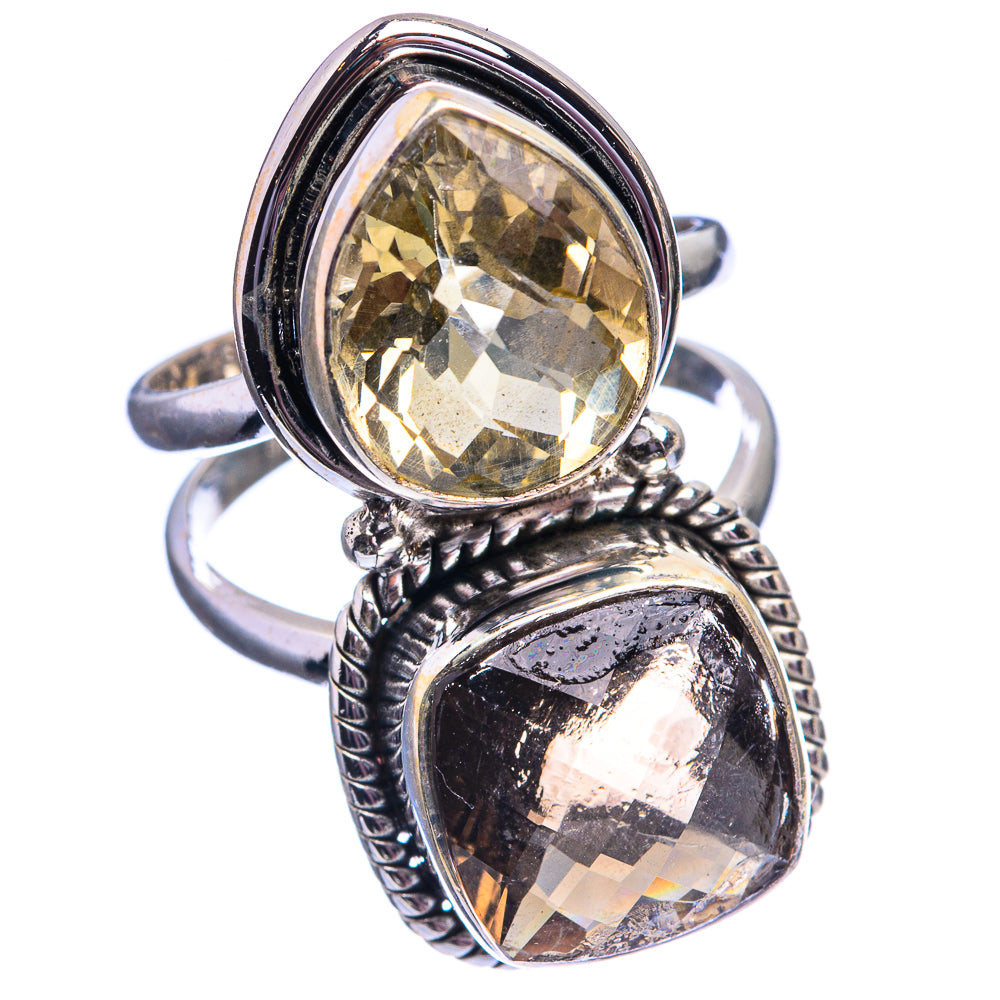 Large Smoky Quartz, Citrine Ring Size 7 (925 Sterling Silver) R142191