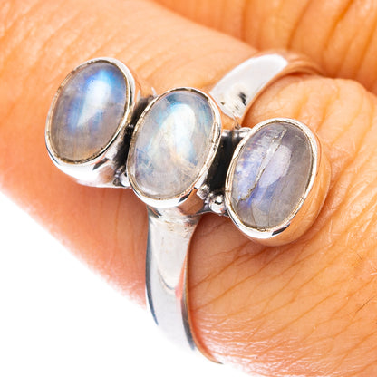 Rianbow Moonstone Dainty Ring Size 7.75 (925 Sterling Silver) R5278