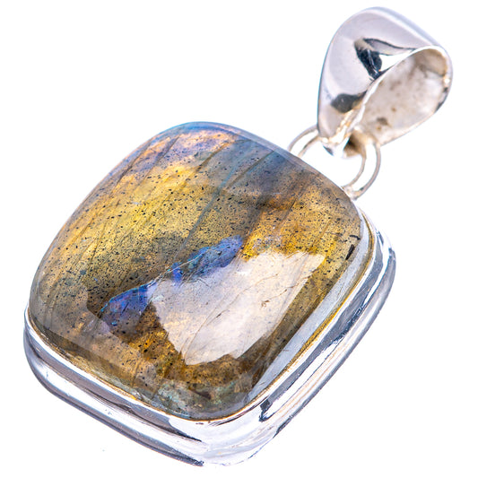 Labradorite pendant in .925 sterling silver with oval cabochon and blue-gold shimmer