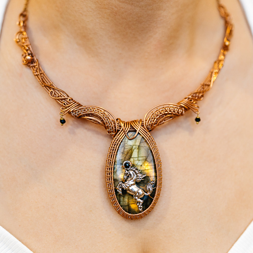 Labradorite Wire Wrap Necklace (Copper)
