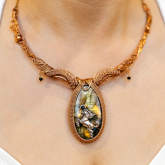 Labradorite Wire Wrap Necklace (Copper)