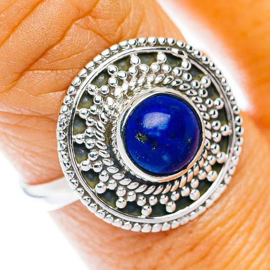 Southwestern Style Lapis Lazuli Ring Size 8.5 (.925 Sterling Silver)