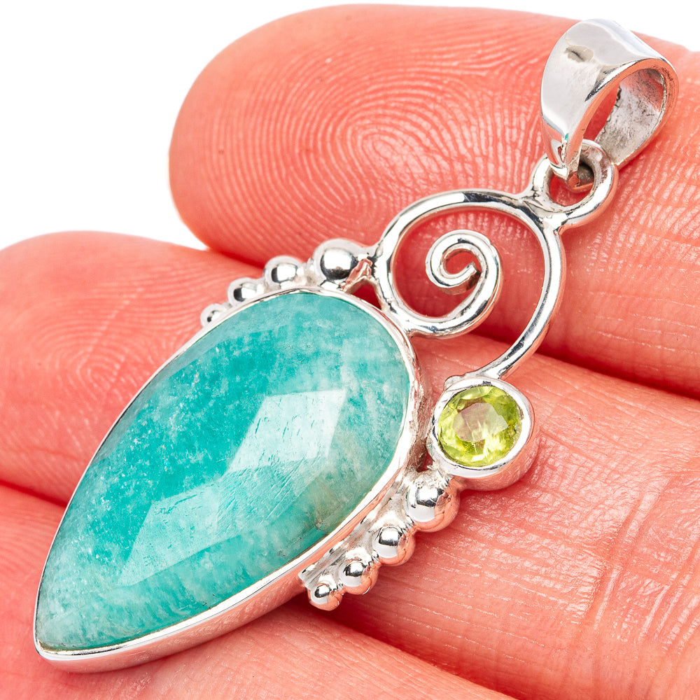 Asc Premium Amazonite, Peridot Pendant 1 5/8" (925 Sterling Silver) P42262